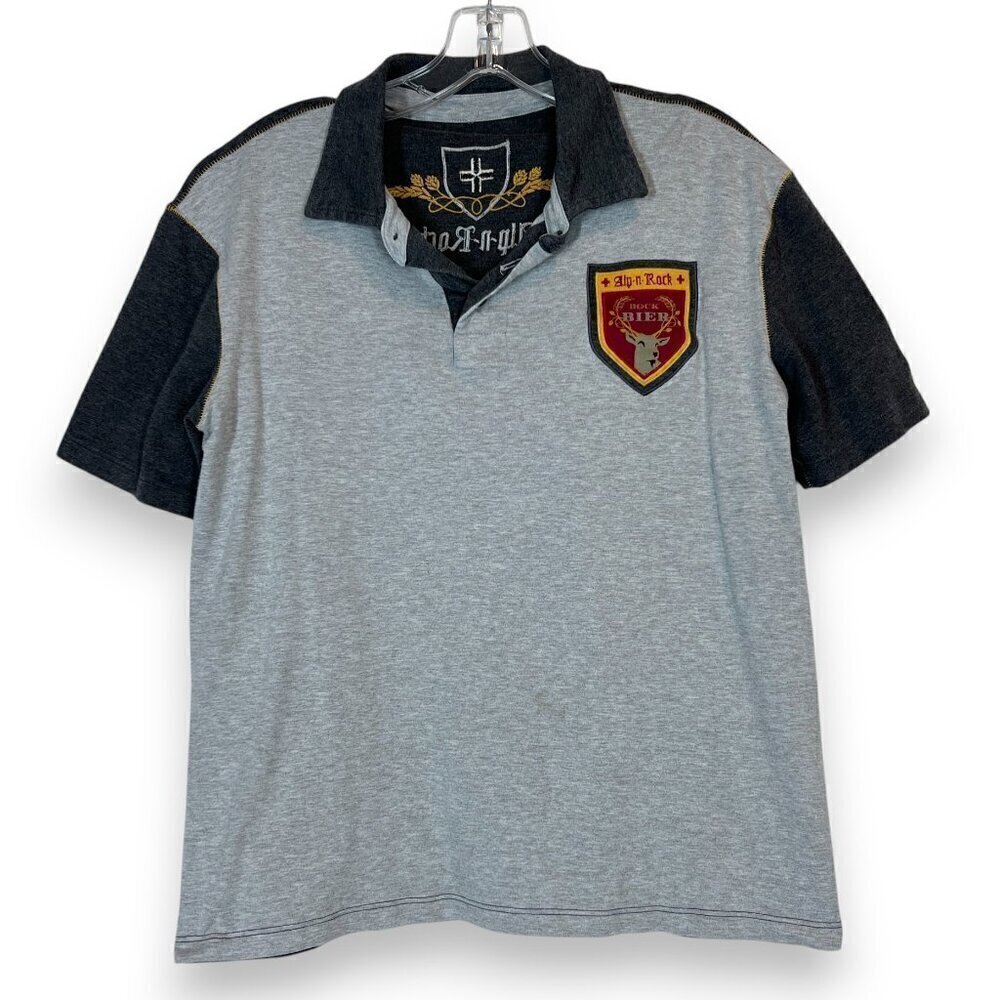 Alp-n-Rock Polo Shirt Gray Embroidered Short Sleeve Small